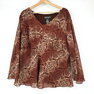 Jonathan Martin Y2K Babydoll Chiffon Top 22W Whimsy Flared Sleeve Fairygrunge